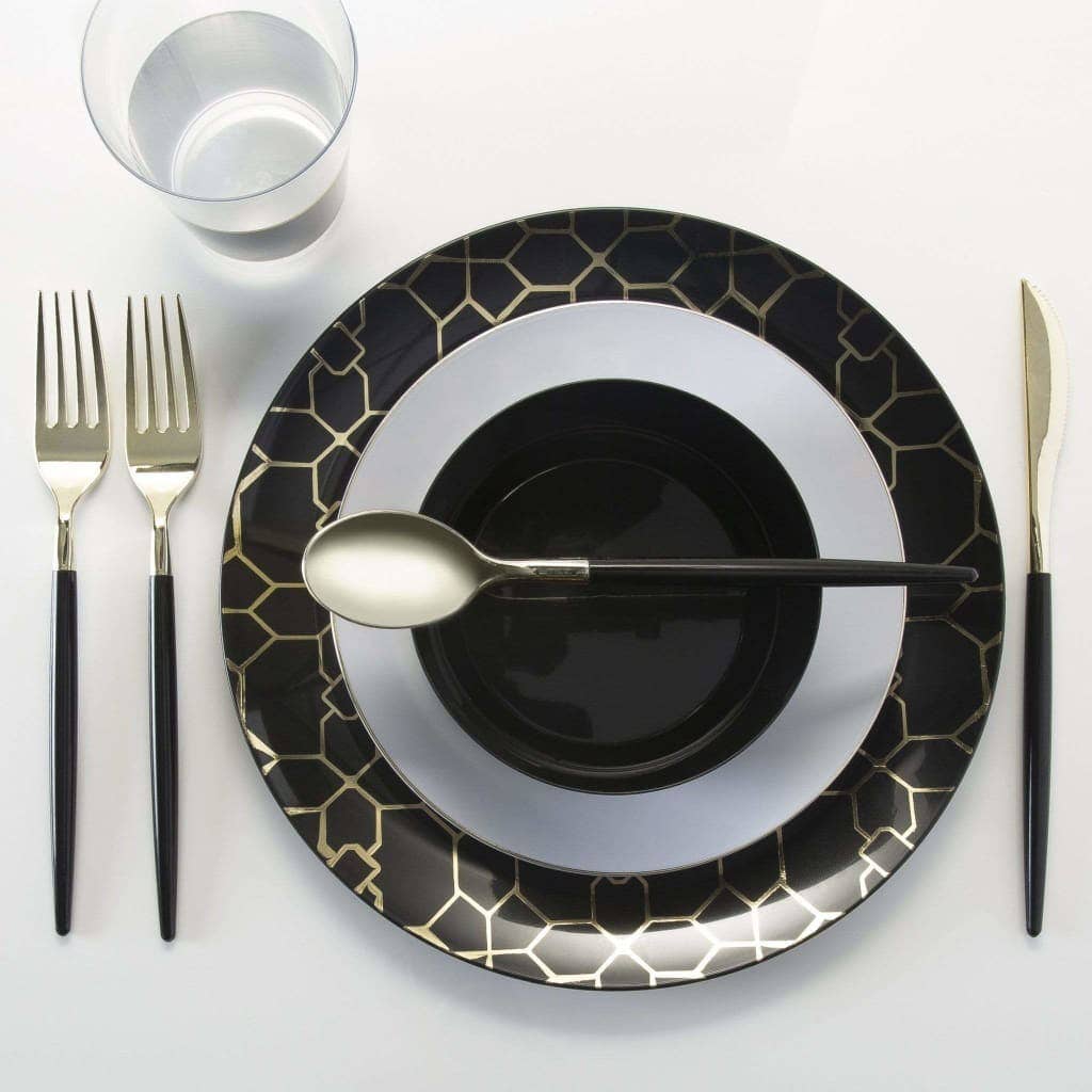 Round White & Gold Plate Set