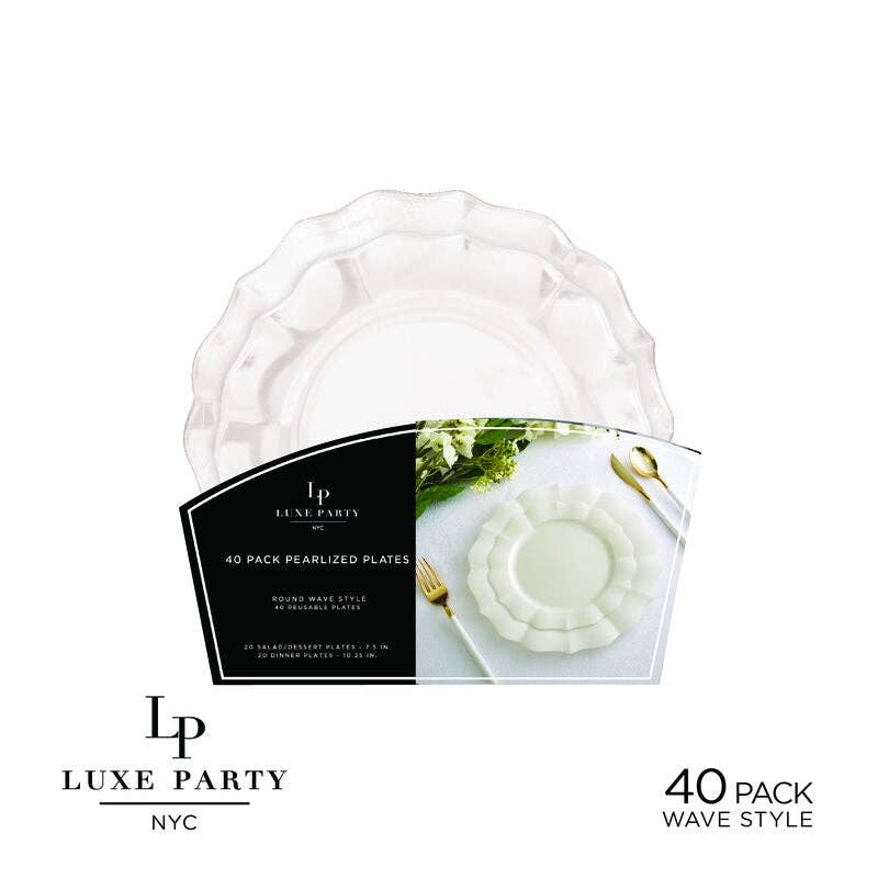 Pearl White Waved Plate Set