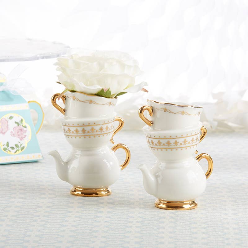 Tea Time Ceramic Bud Vase