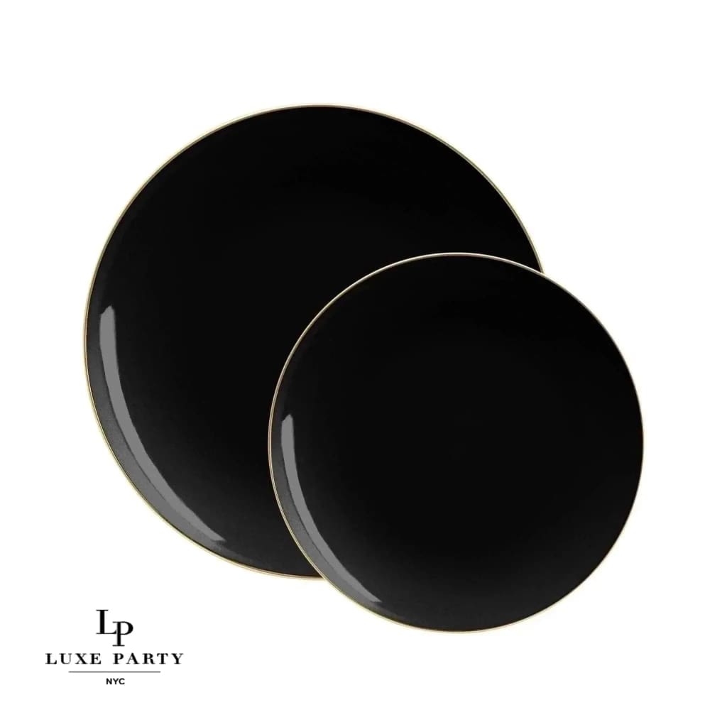 Black & Gold Round Plate Set