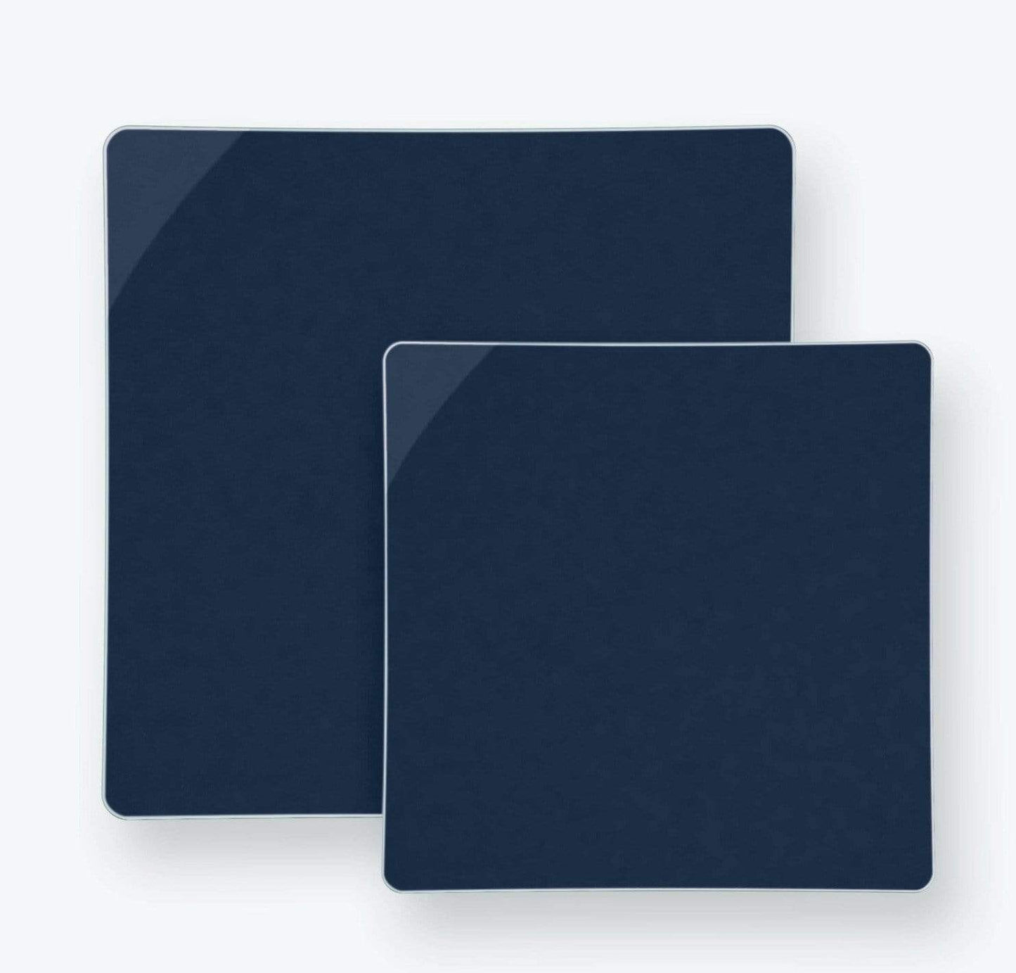 Navy & Silver Square Coupe Plates