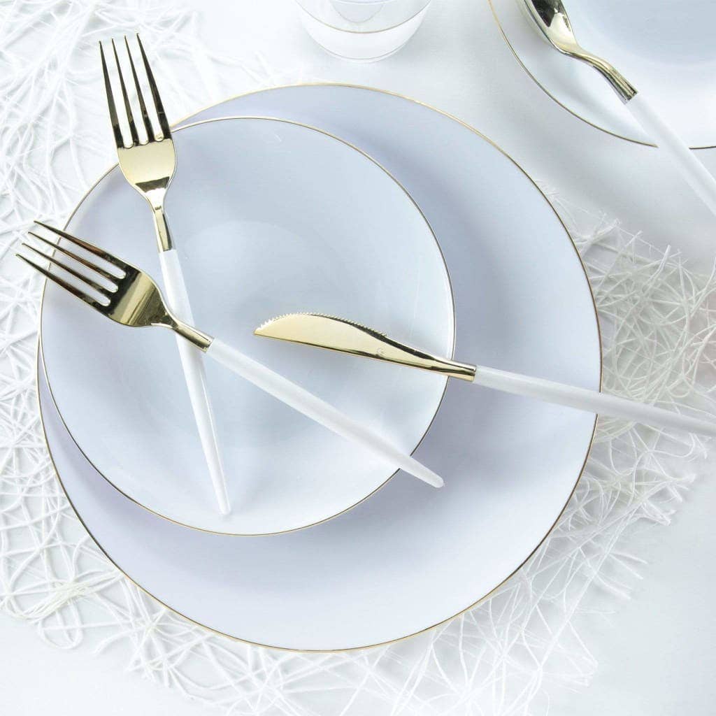 Round White & Gold Plate Set
