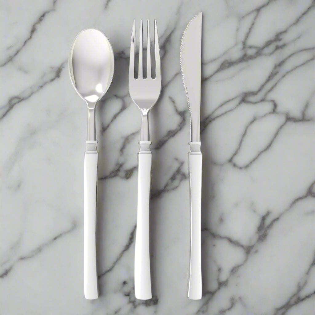 Neo-Classic White & Silver Cutlery Set