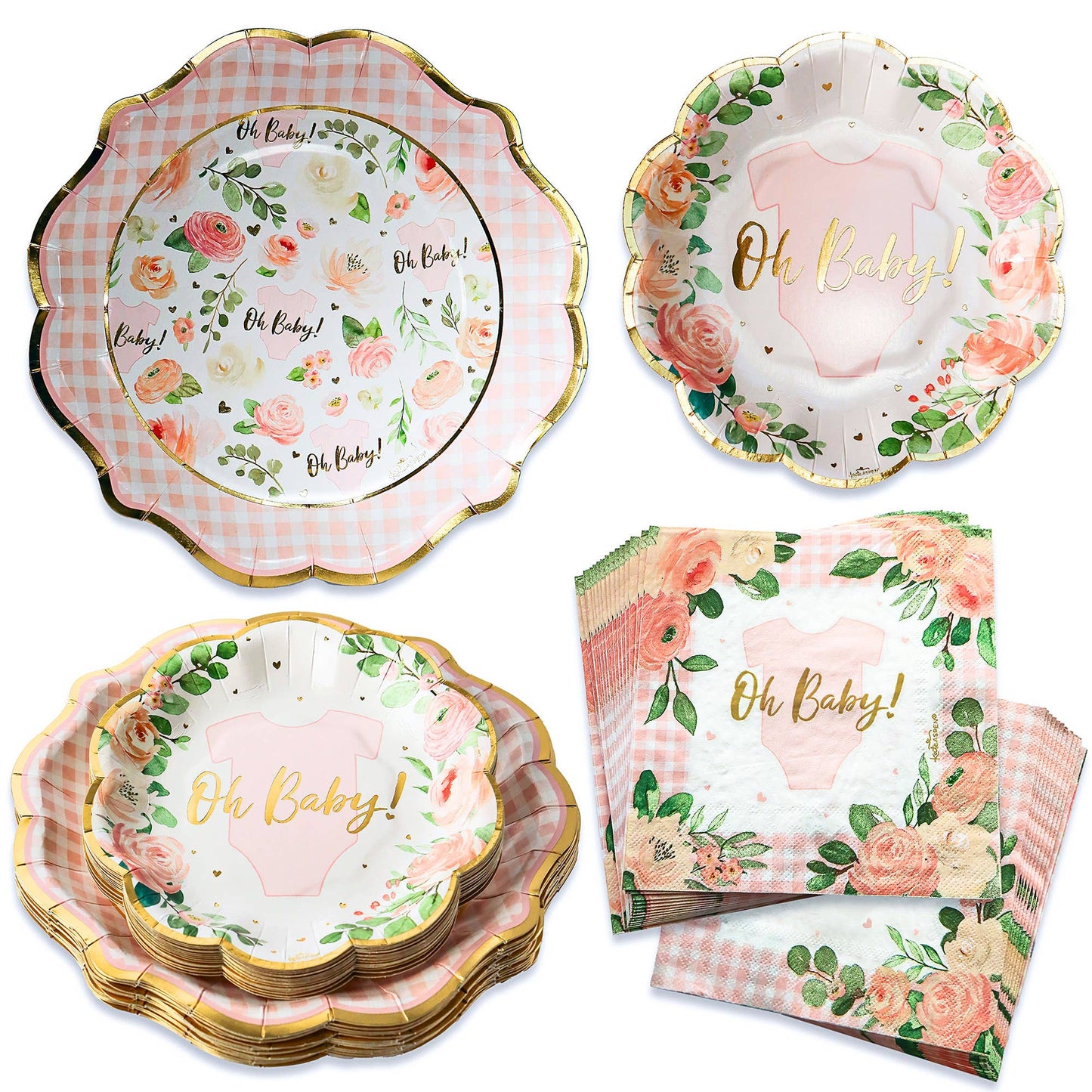 Vintage Baby Pink Floral Tablescape Set