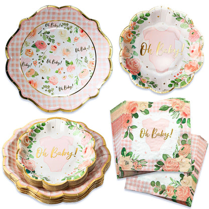 Vintage Baby Pink Floral Tablescape Set