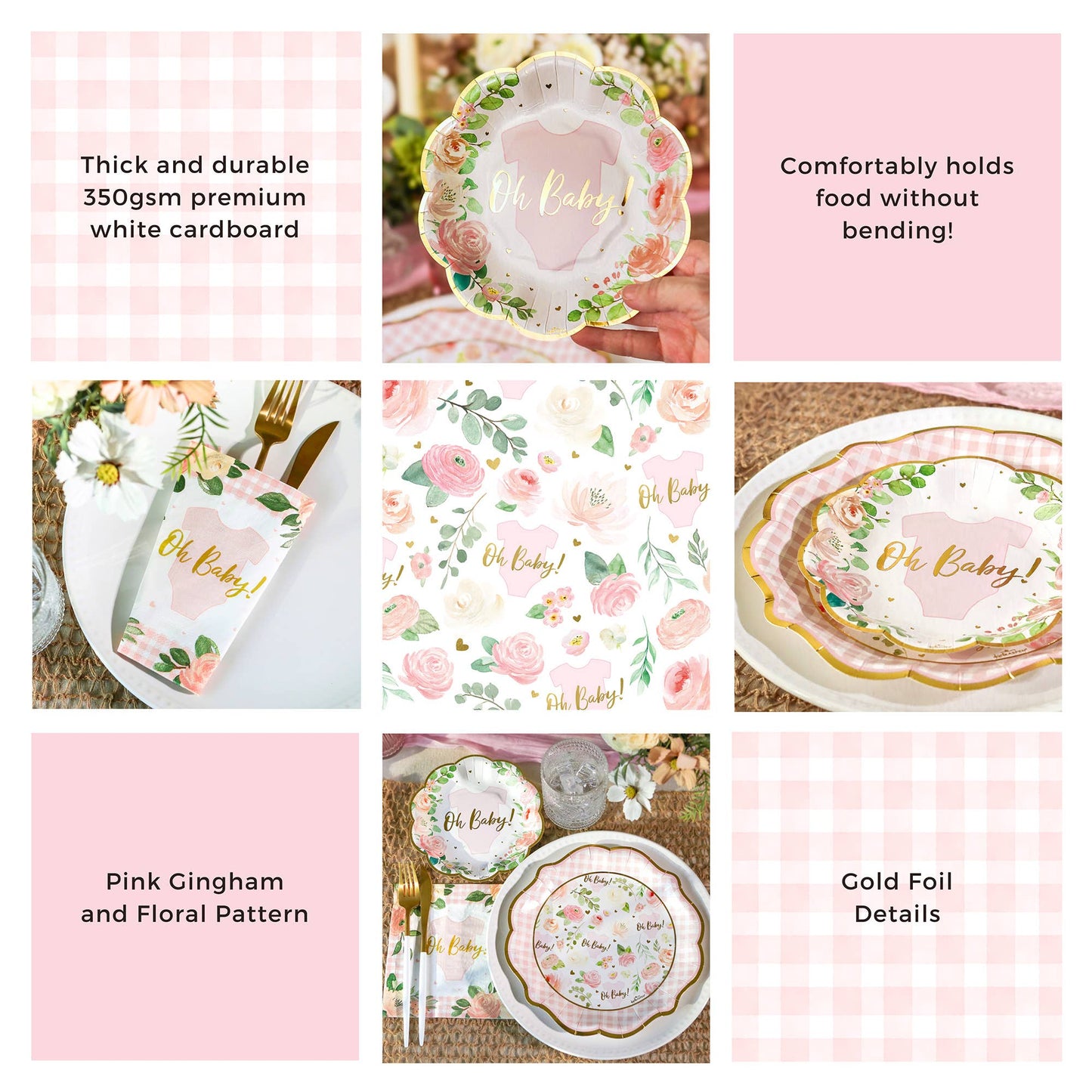 Vintage Baby Pink Floral Tablescape Set