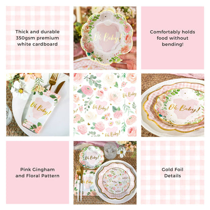Vintage Baby Pink Floral Tablescape Set