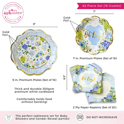 Vintage Blue Floral Baby Shower Tablescape