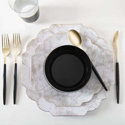 Gold & Navy Plastic Cutlery Set
