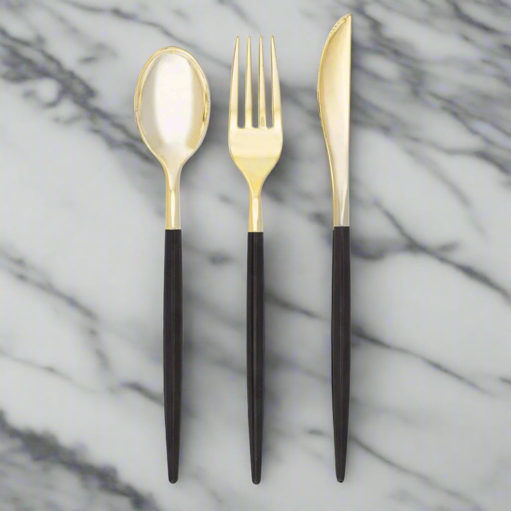 Black & Gold Cutlery Set