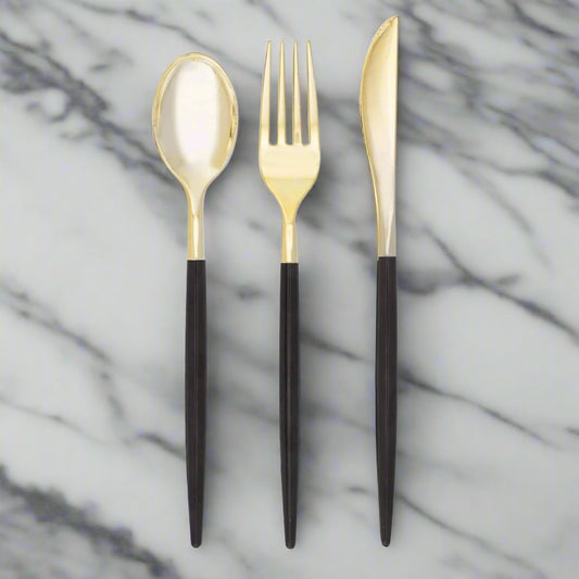 Black & Gold Cutlery Set