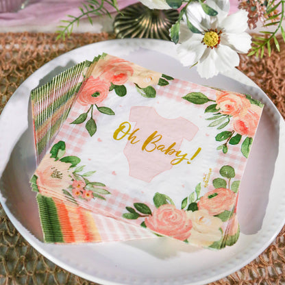 Vintage Baby Pink Floral Tablescape Set