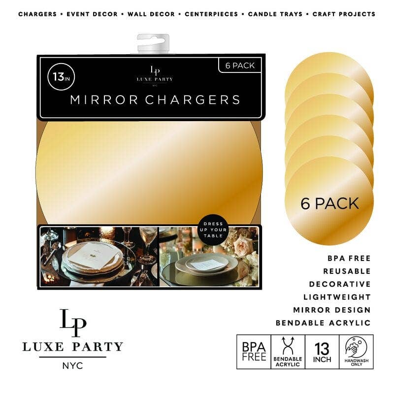 Gold Round Mirrored Chargers