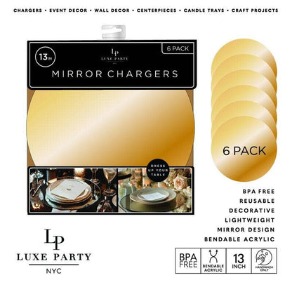 Gold Round Mirrored Chargers