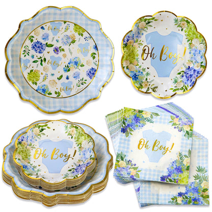 Vintage Blue Floral Baby Shower Tablescape