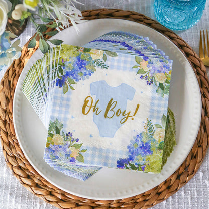 Vintage Blue Floral Baby Shower Tablescape