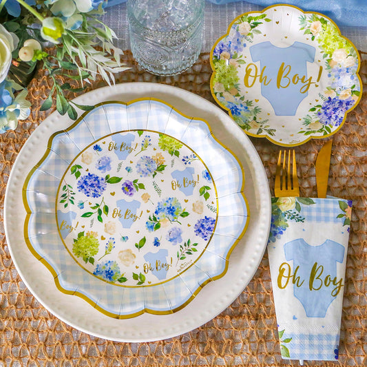 Vintage Blue Floral Baby Shower Tablescape