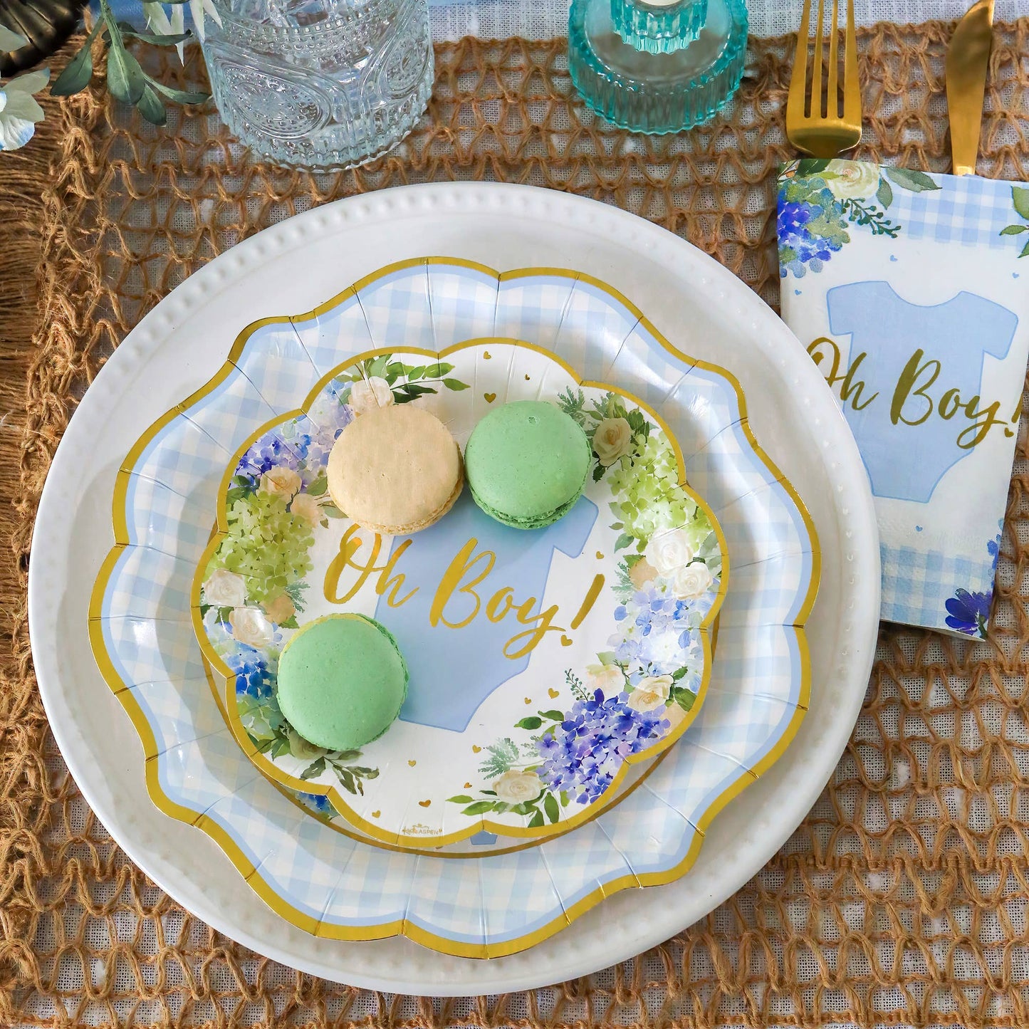Vintage Blue Floral Baby Shower Tablescape