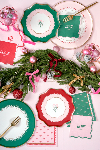 Bows & Mistletoes Holiday Tablescape