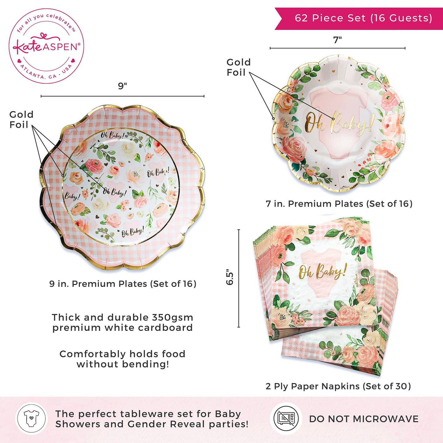Vintage Baby Pink Floral Tablescape Set