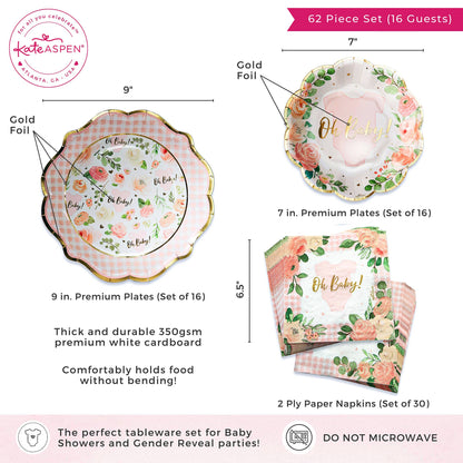 Vintage Baby Pink Floral Tablescape Set