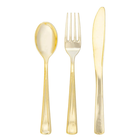 Gold Plastic Cutlery Set