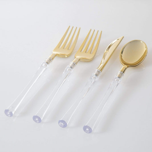 Neo-Classic Clear & Gold Cutlery Set