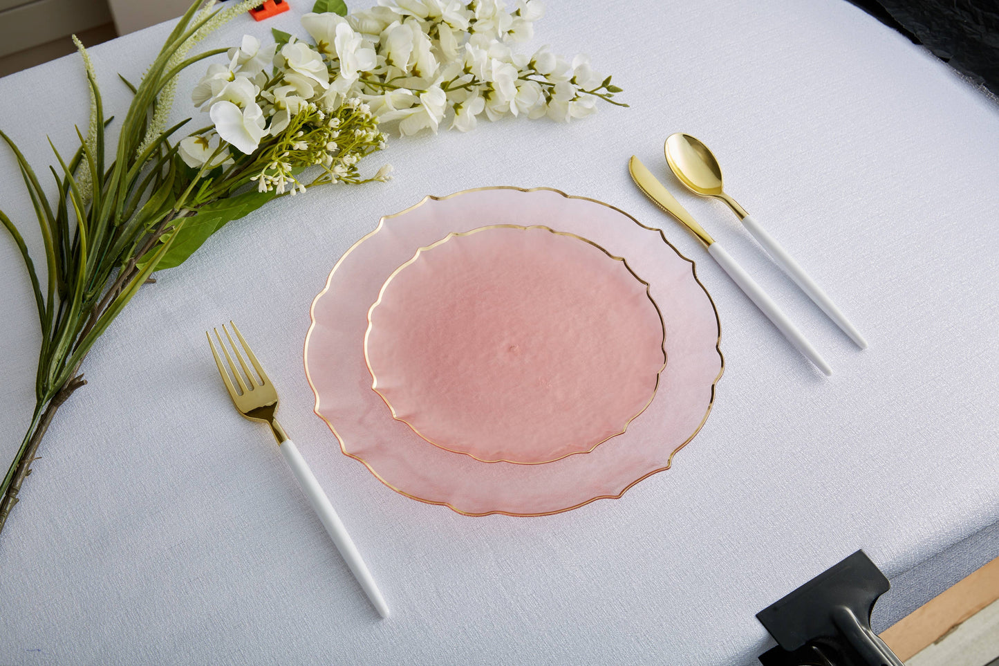 Frosted Rose Gold Plate Set