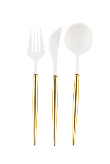 White & Gold Cutlery Set