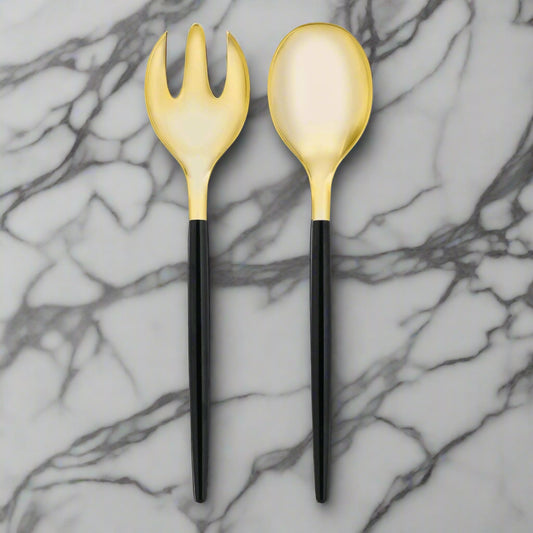 Black & Gold Serving Cutlery Set