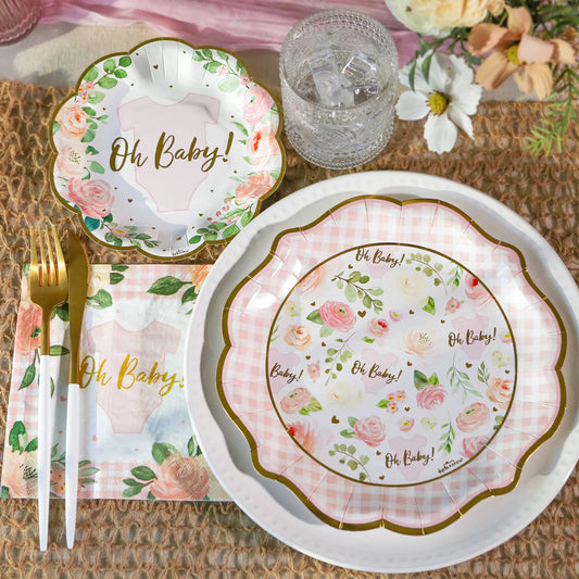 Vintage Baby Pink Floral Tablescape Set