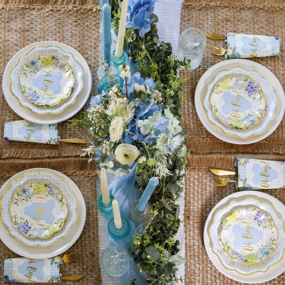 Vintage Blue Floral Baby Shower Tablescape