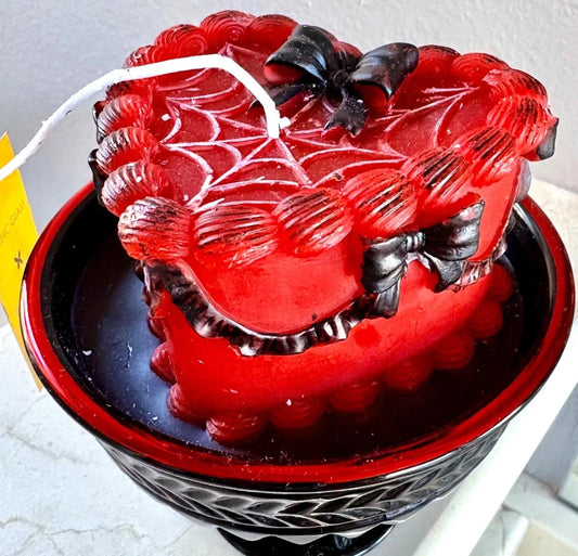 Red Heart Cake Pedestal Candle